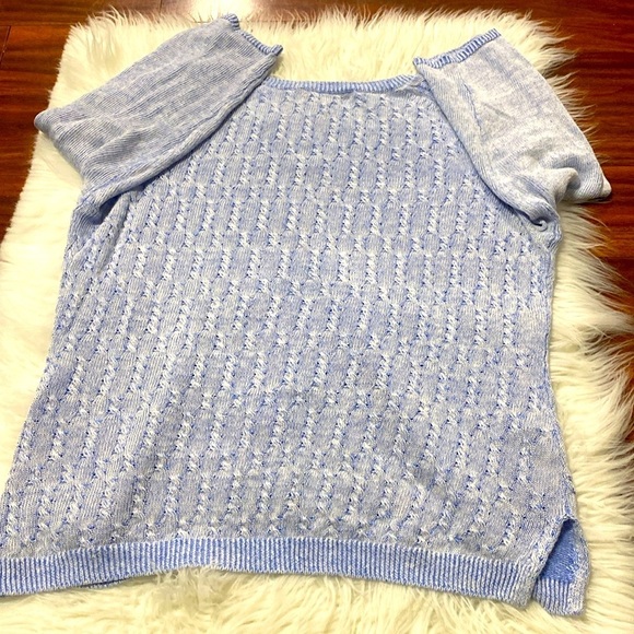 Tommy Bahama Linen Cable Knit Side Slits Sweater Women’s Blue Size L - Picture 5 of 9